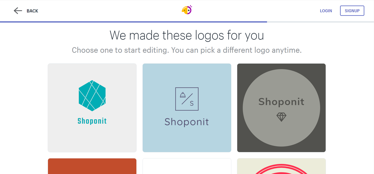 Select logo templates generated by Shopify free logo maker