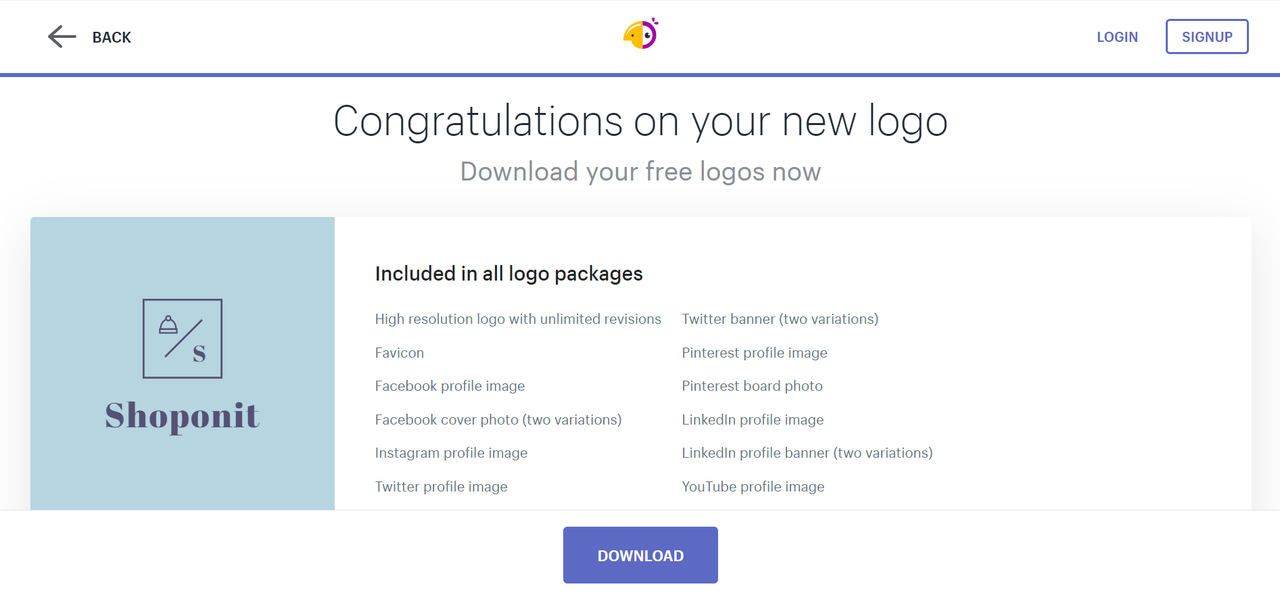 Download logo after creating on Shopify free logo maker tool