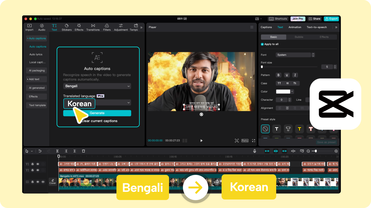 bangla to korean translation
