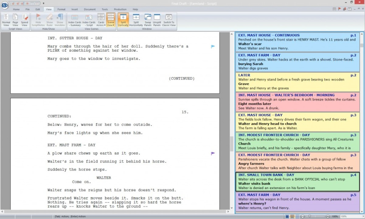 Final Draft online script writer interface