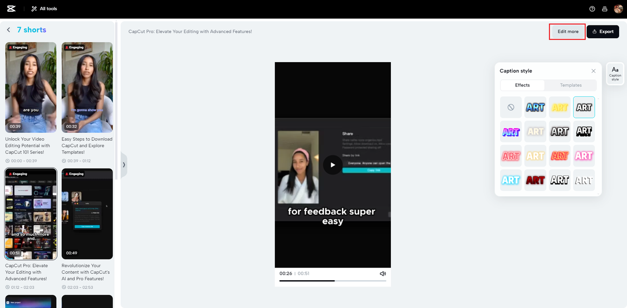 edit the shorts with CapCut