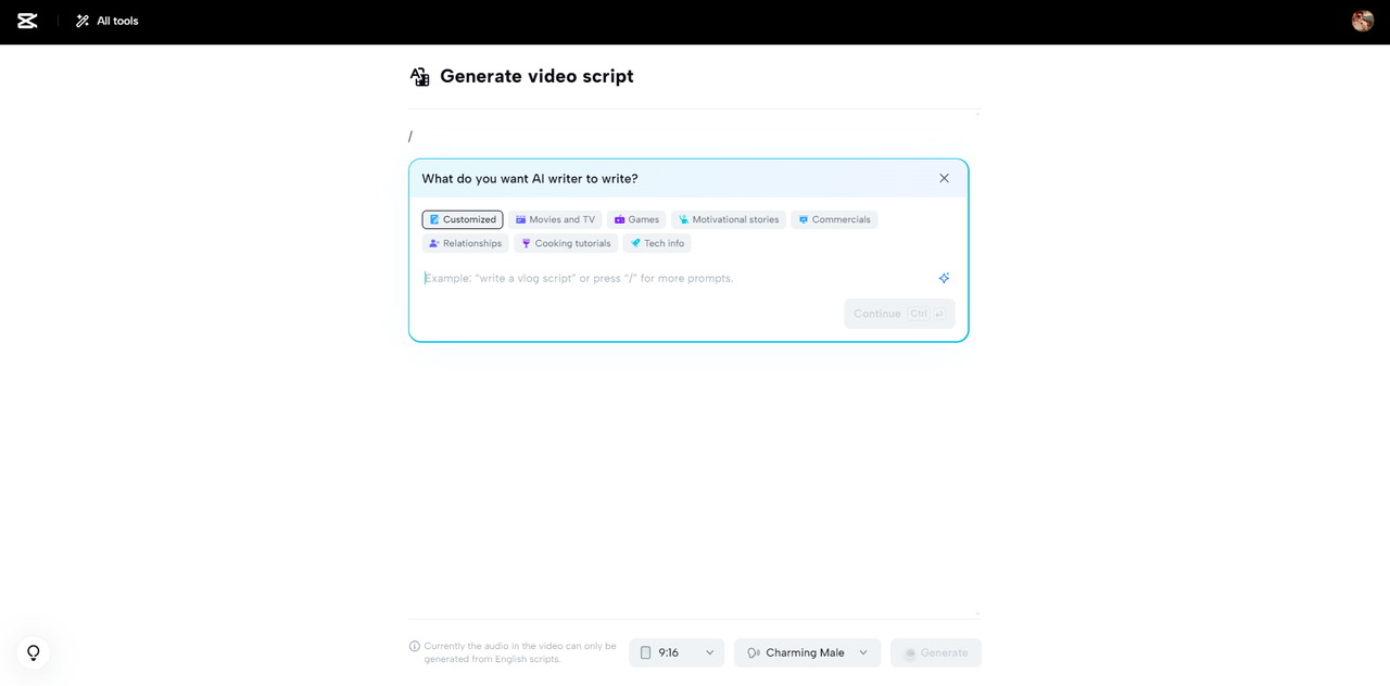 Generate video script