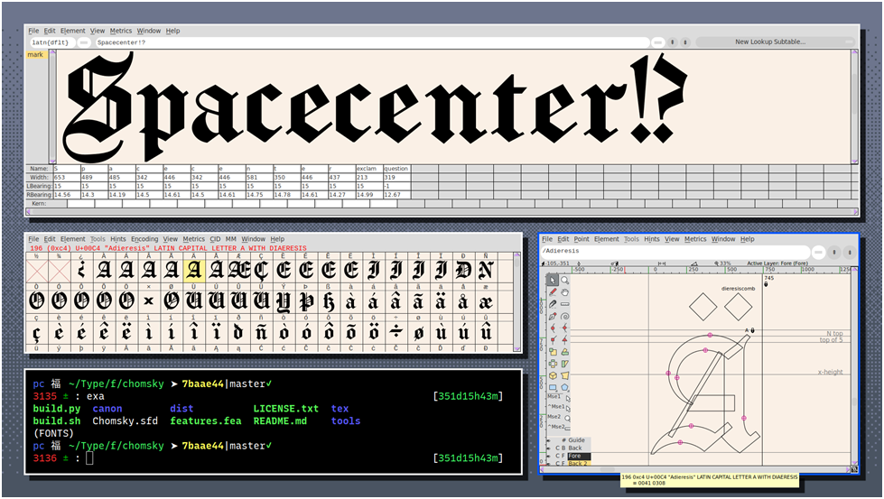  FontForge open-source calligraphy font maker interface with advanced tools