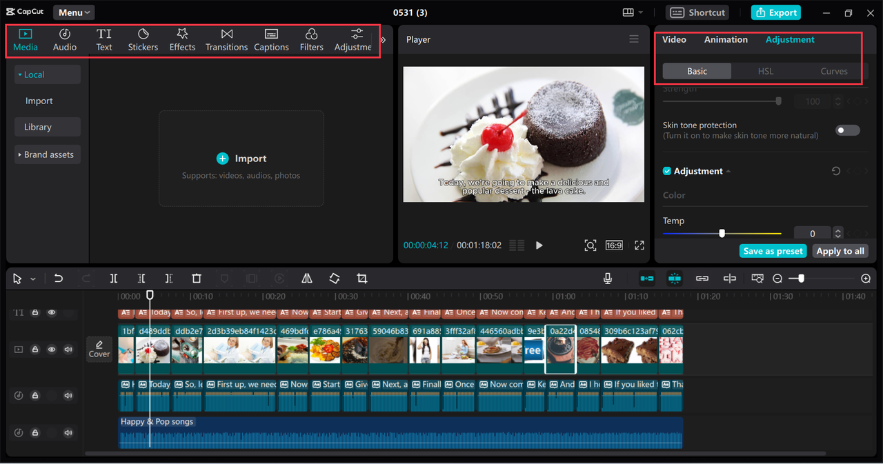 Refining videos by using AI tools in the Cpacut desktop video editor  