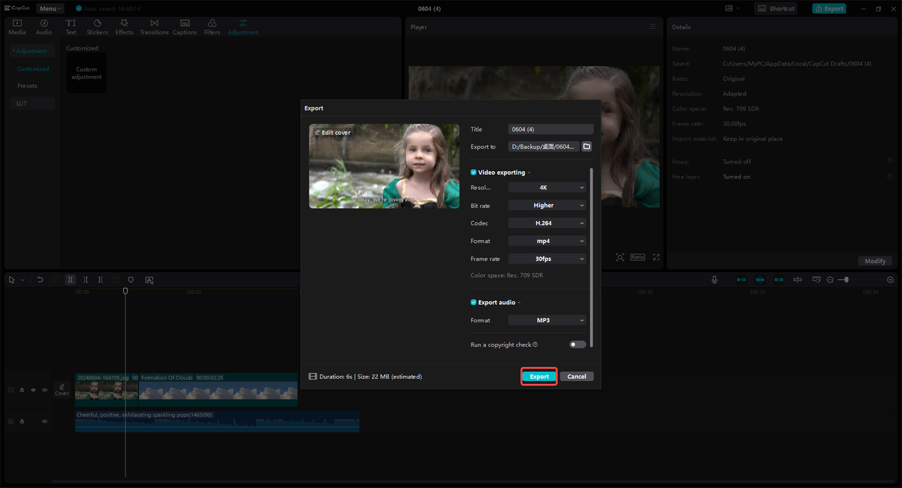 Export and share
