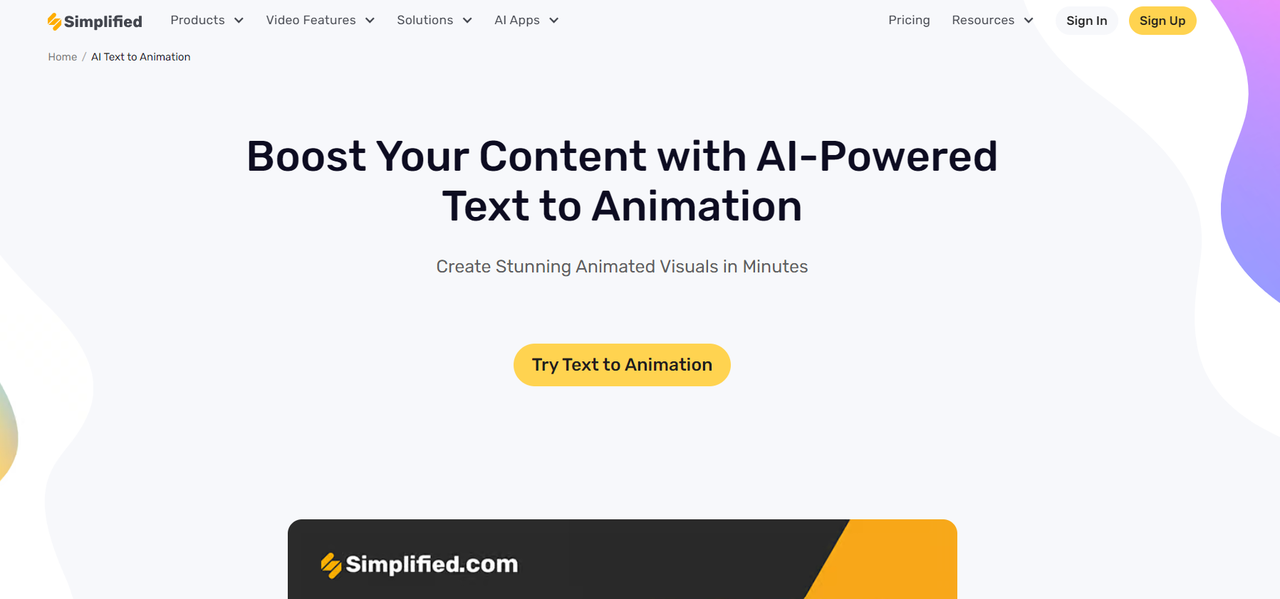 Simplified ai animation video generator free