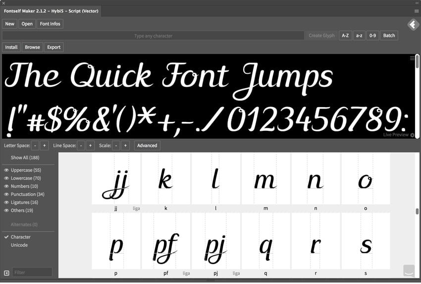  FontSelf interface