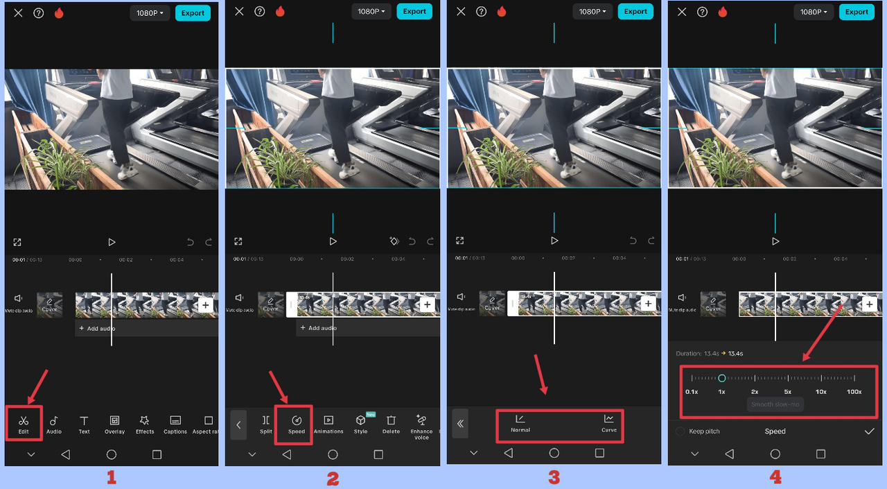 adjusting video speed in CapCut App