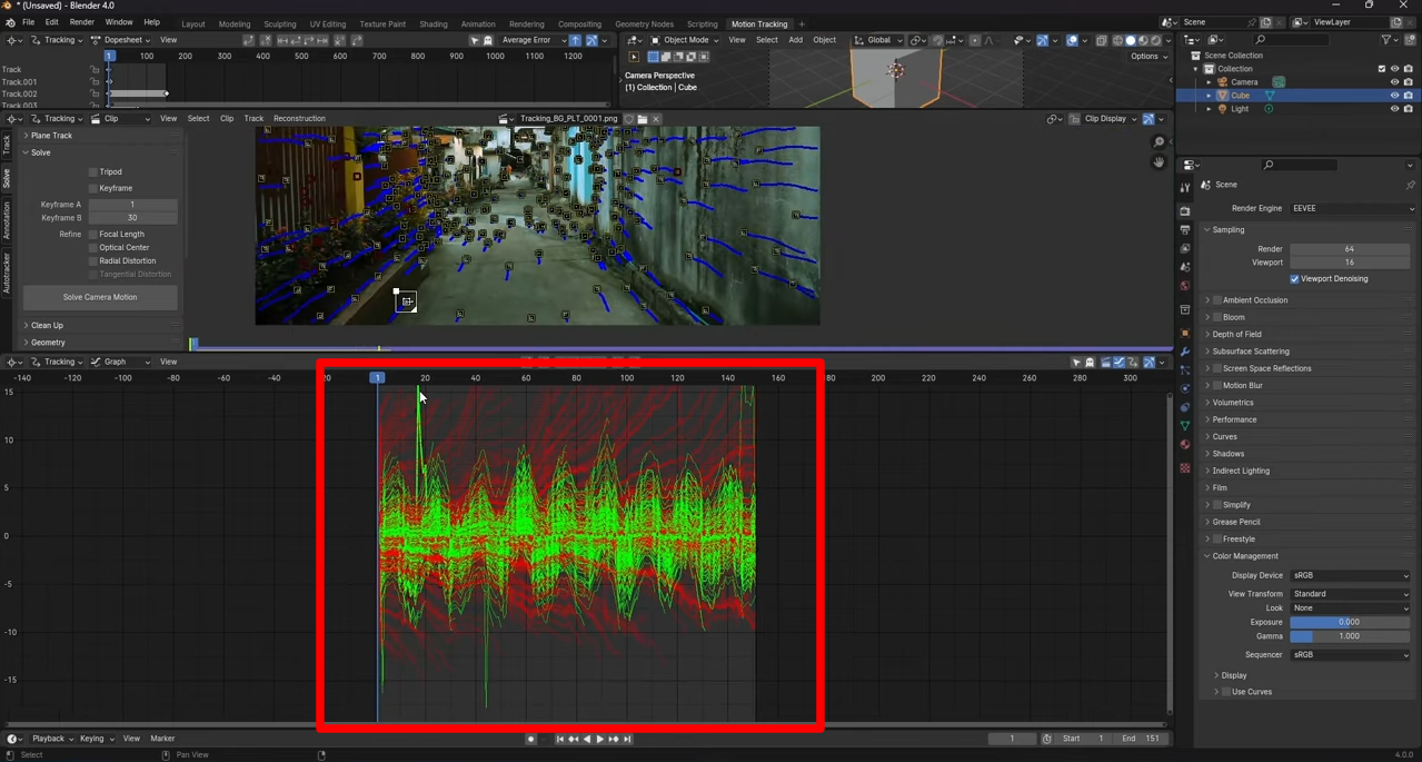 Cleaning tracking mistakes in Blender's graph editor