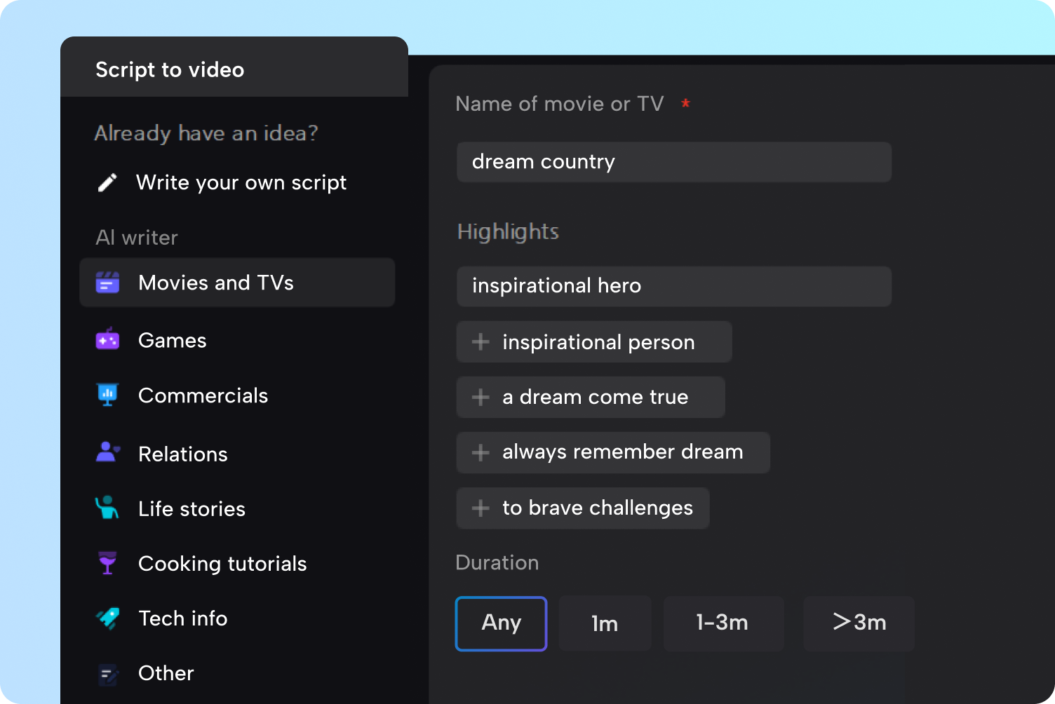 Create a Script with the Free AI Writer