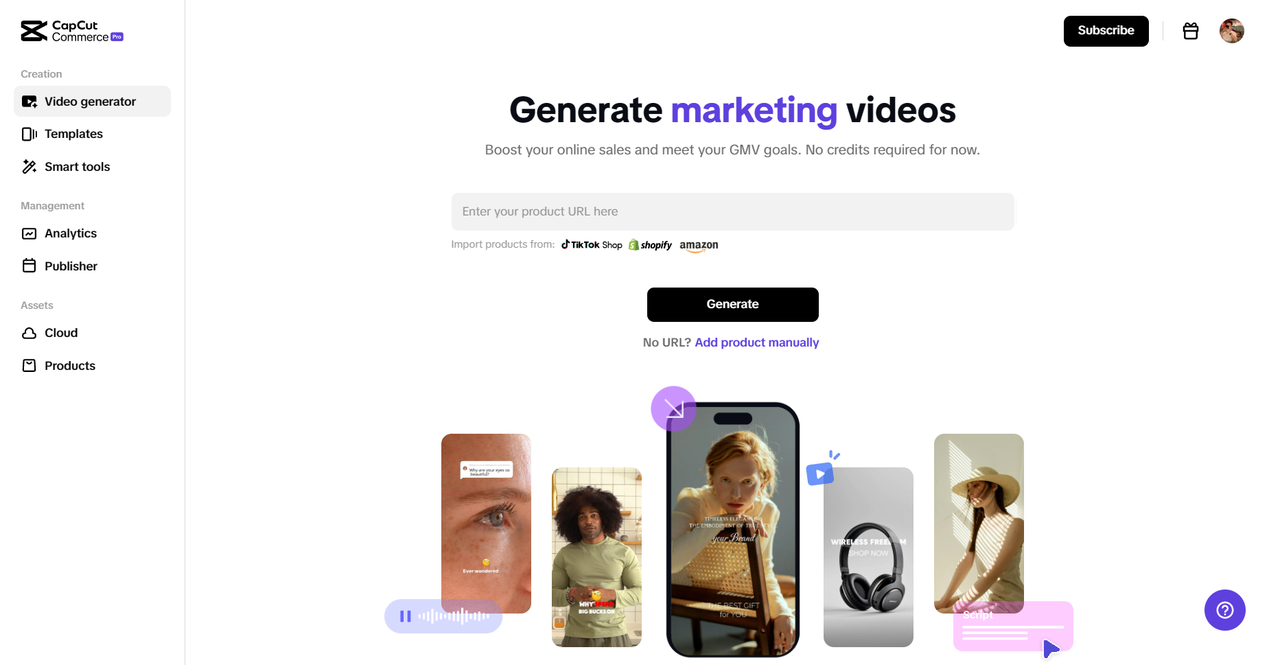 Generate product video