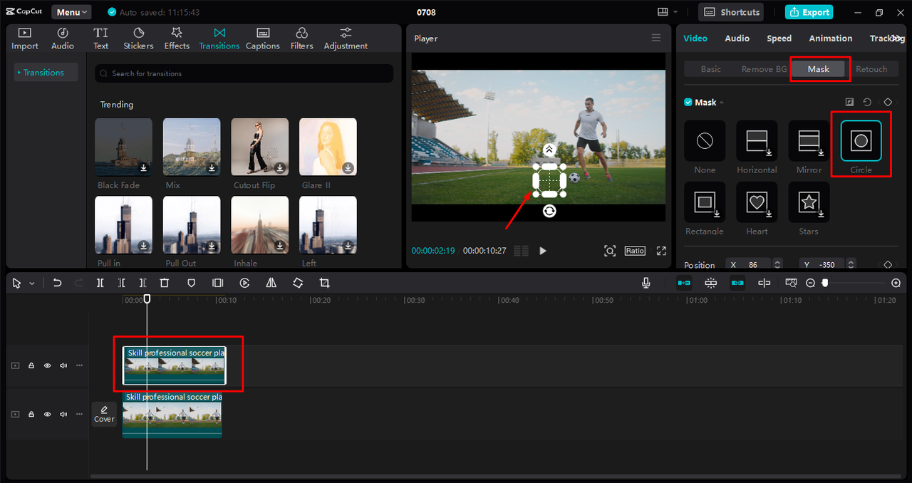 Removing objects from video by masking it in the CapCut desktop video editor 