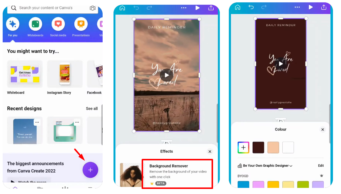 Removing the background from the video using the Canva app on Mobile