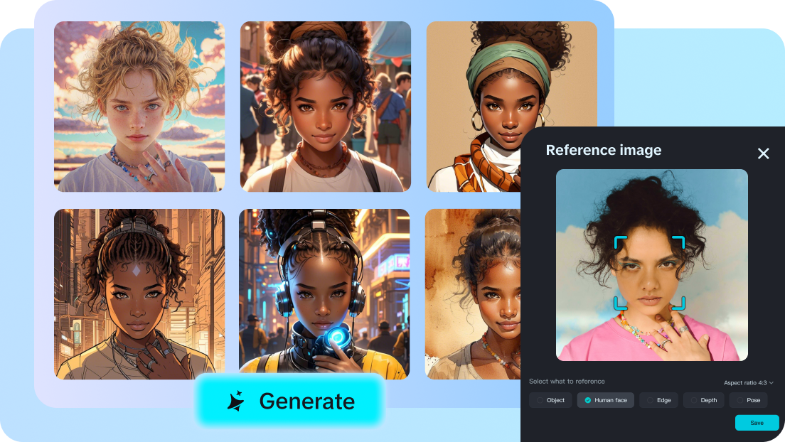 generate images in various styles with smart AI technology