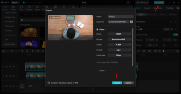 Exporting the video from the CapCut desktop video editor