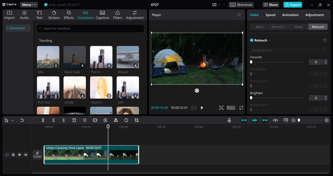 Interface of CapCut desktop video editor - the best way to create HDR effects in videos 