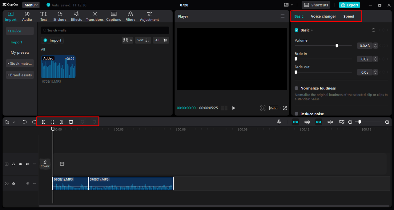 Fine-tuning the audio using various features of the Capcut desktop video editor 