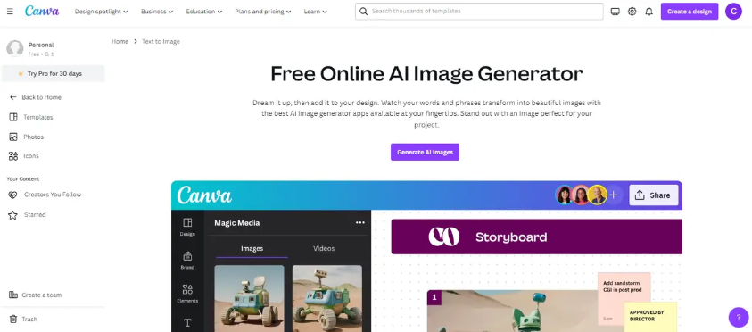 Access the AI Image Generator