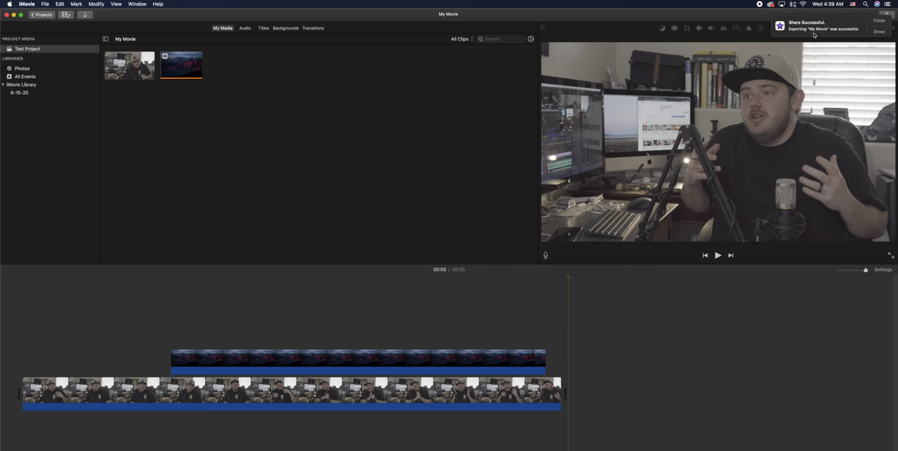 iMovie, how to overlay video by layering the footage