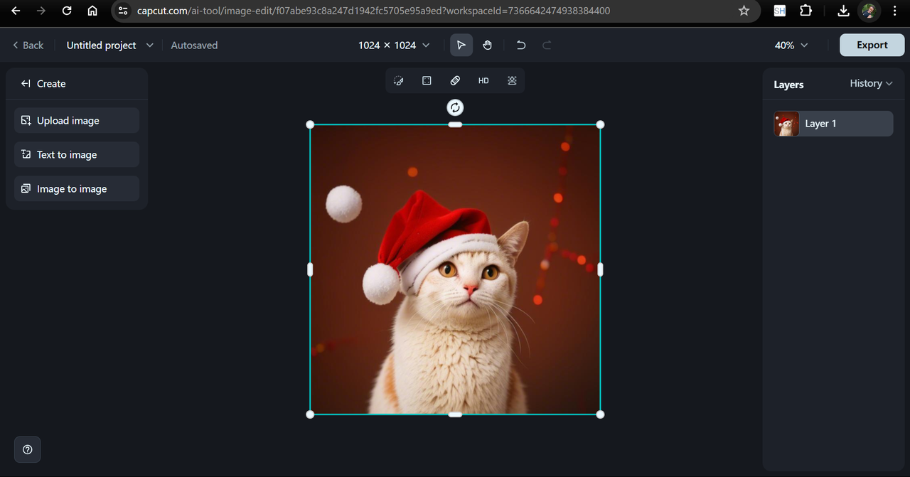 Generate image on Canva using "Upload image" option