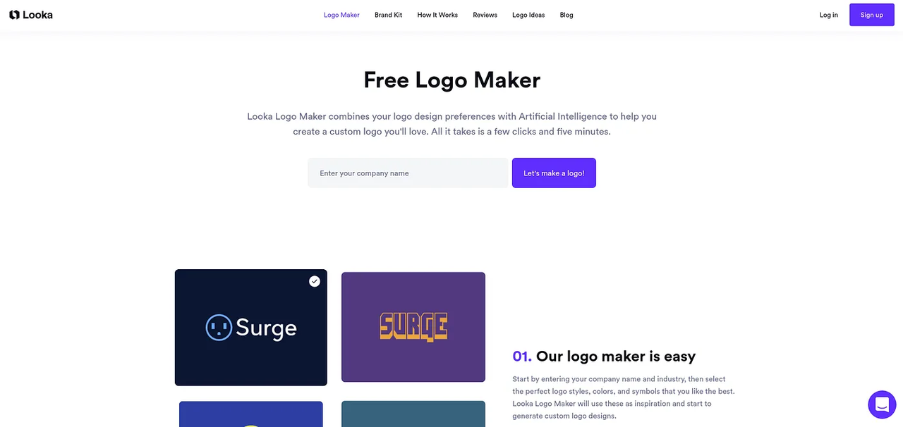 Looka best ai logo generator free