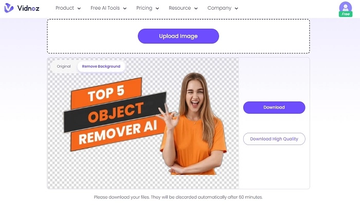 Interface of Vidnoz AI - another best tool to remove text from video online