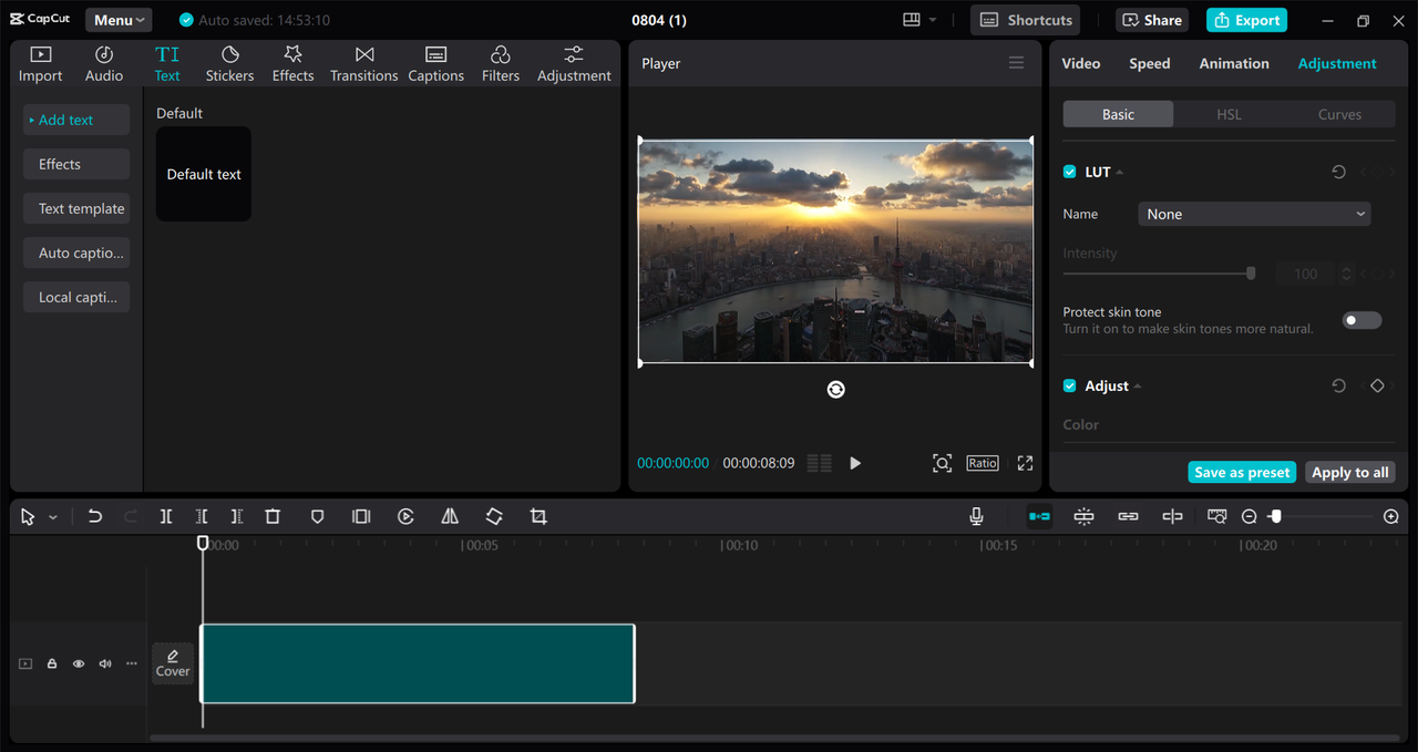 Interface of CapCut desktop video editor - the best way to separate vocals from music with ease