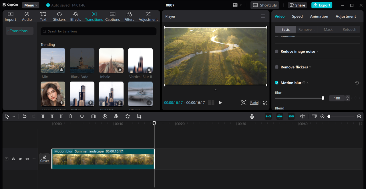 Interface of CapCut desktop video editor