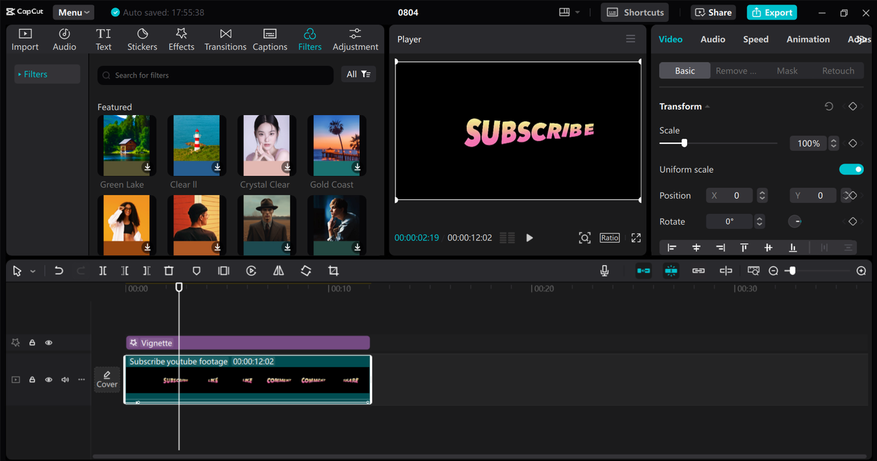 Editing interface of the CapCut desktop video editor - a perfect tool to add motion blur to videos for free