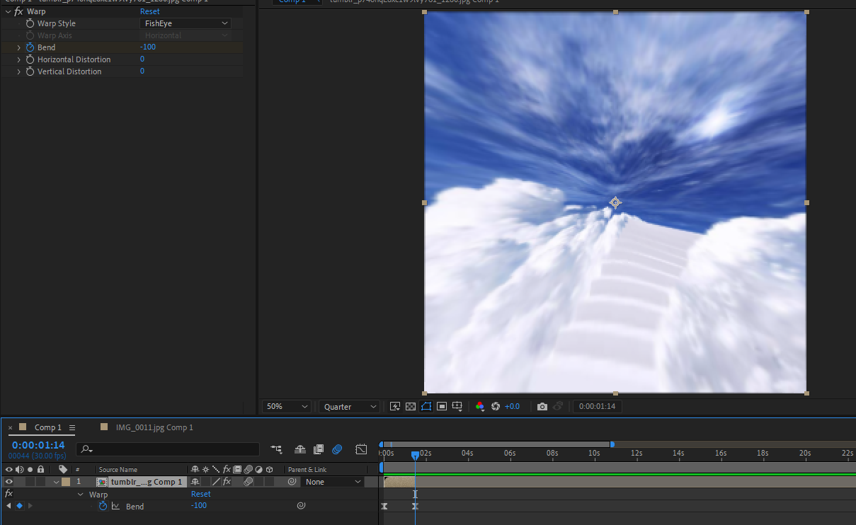 Interface of time wrap effect in After Effect blur