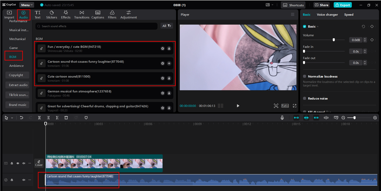 CapCut desktop video editor provides a wide collection of cartoon sound effects