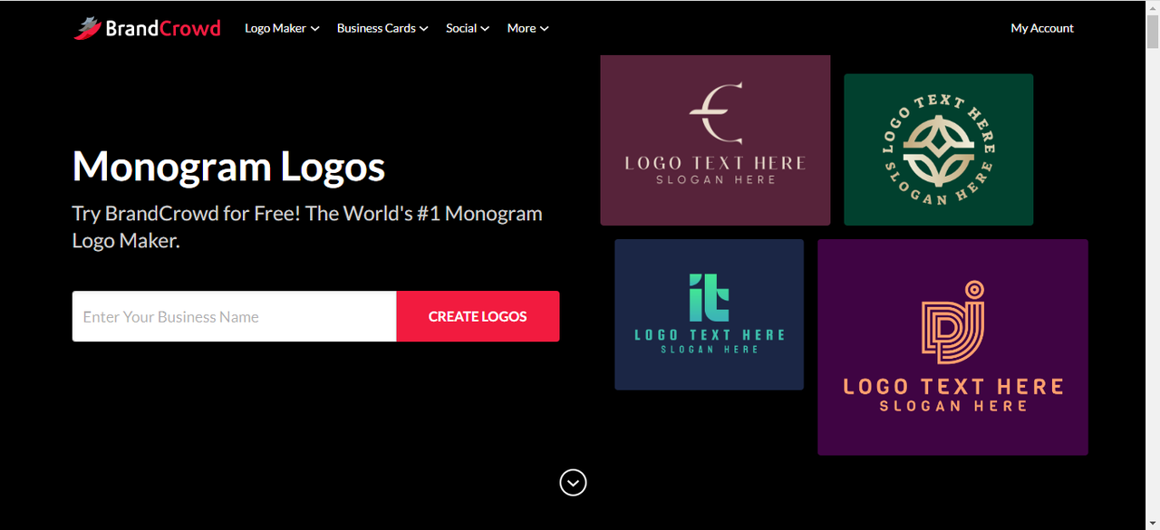 Image showing BrandCrowd's monogram maker free design page