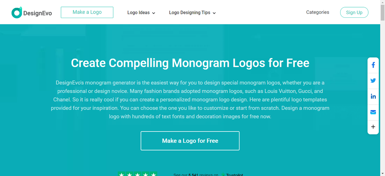 Image showing Designevo's online monogram maker page