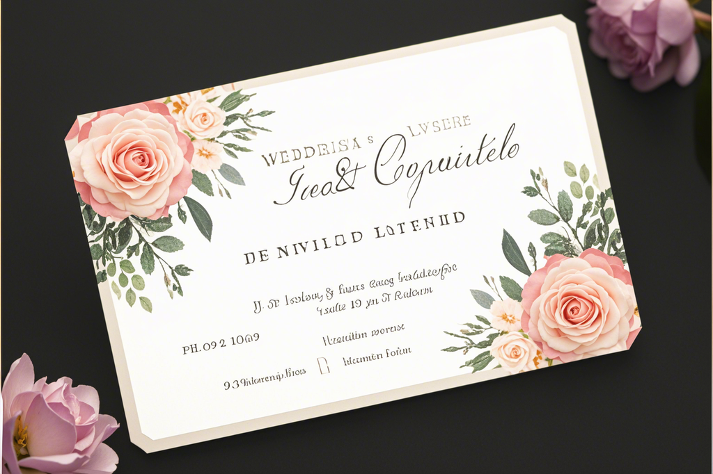 ai-generated floral wedding details card