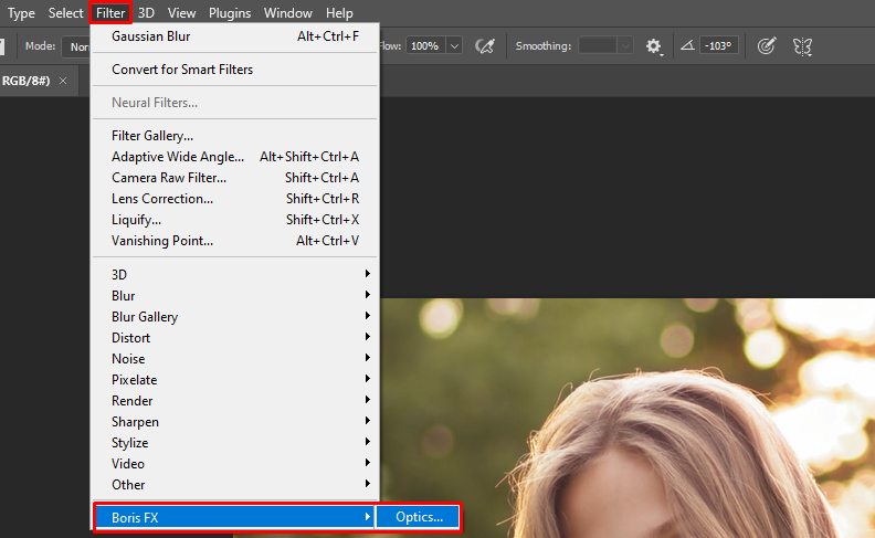 Using the Boris FX Optics plugin to add motion blur in Photoshop