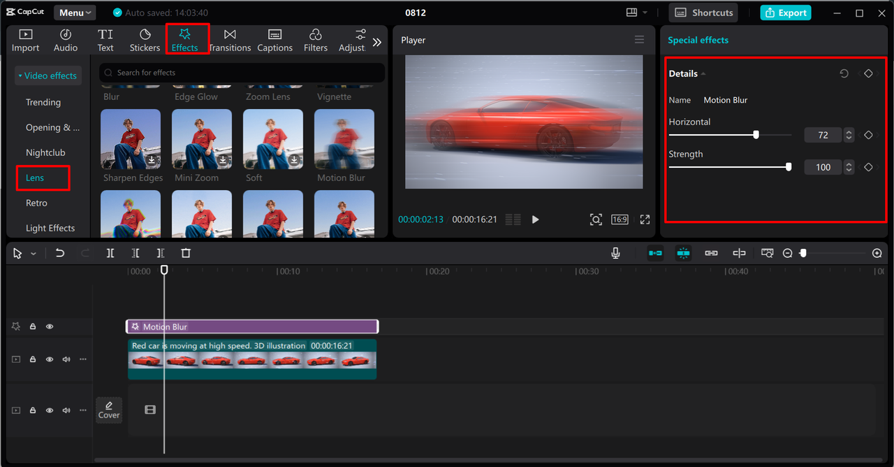 Adding and customizing motion blur effects in the CapCut desktop video editor