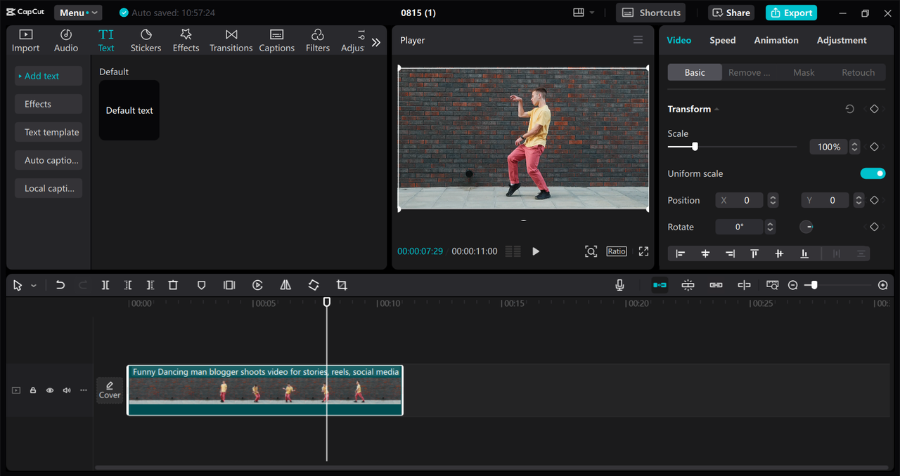 Interface of the CapCut desktop video editor - the perfect editor to make YouTube video ads