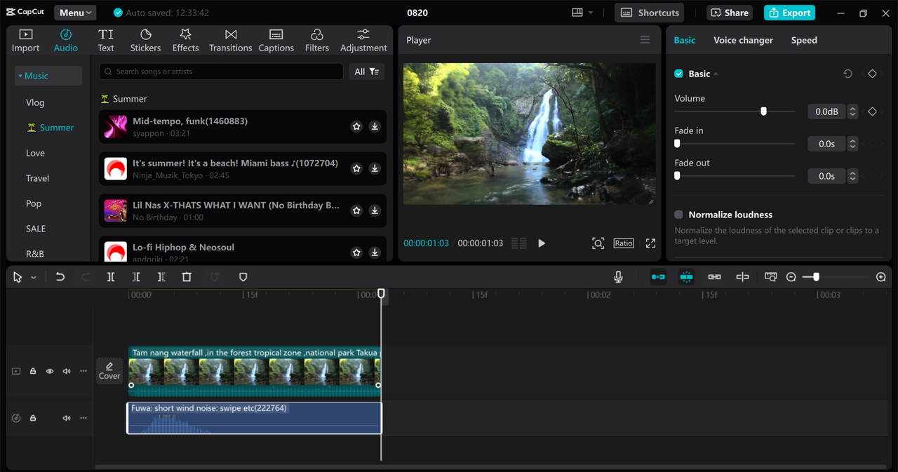 Editing interface of the CapCut desktop video editor - the best tool to create video memes