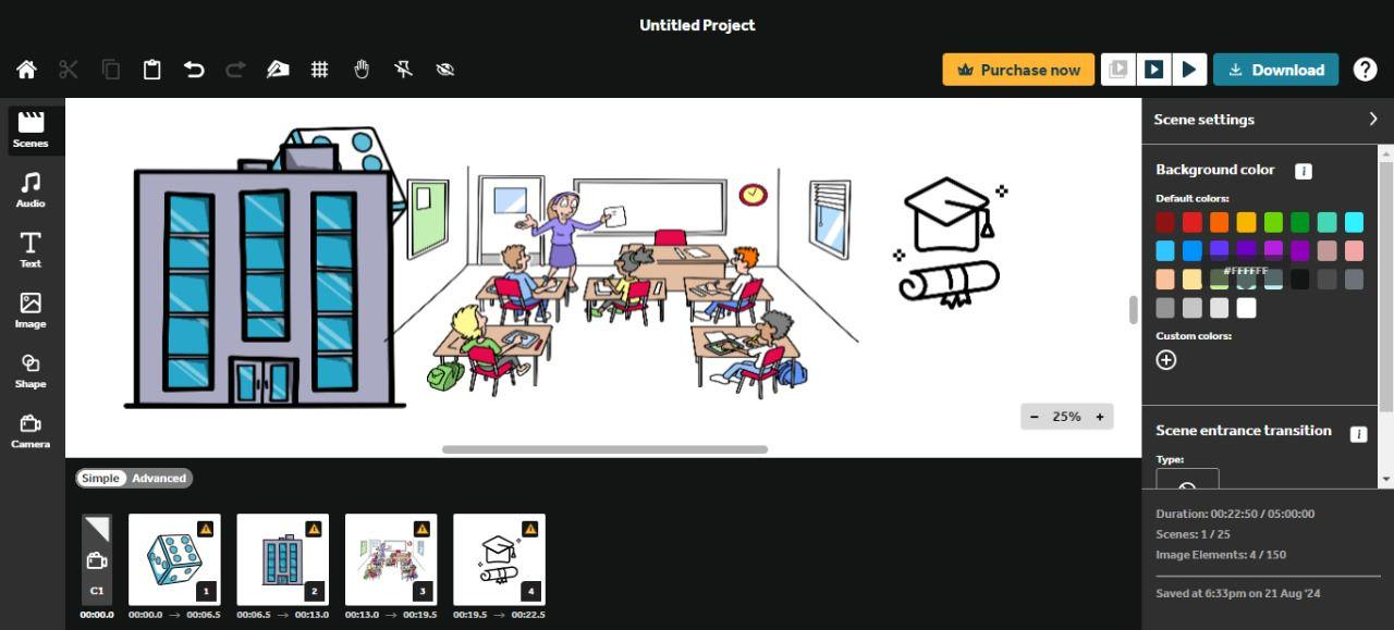 Interface of VideoScribe for creating whiteboard animations 