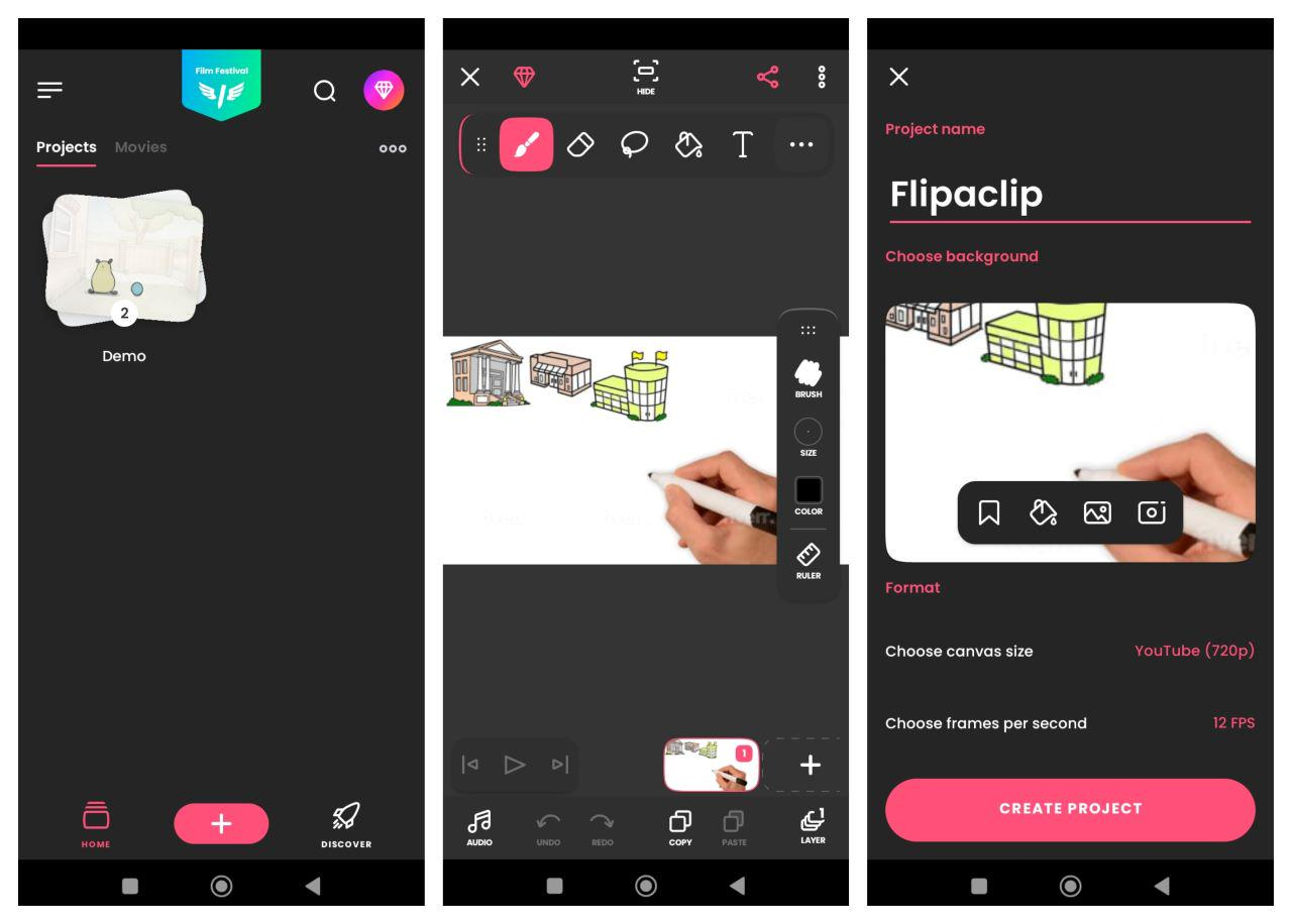  An interface of Flipaclip for whiteboard animation 