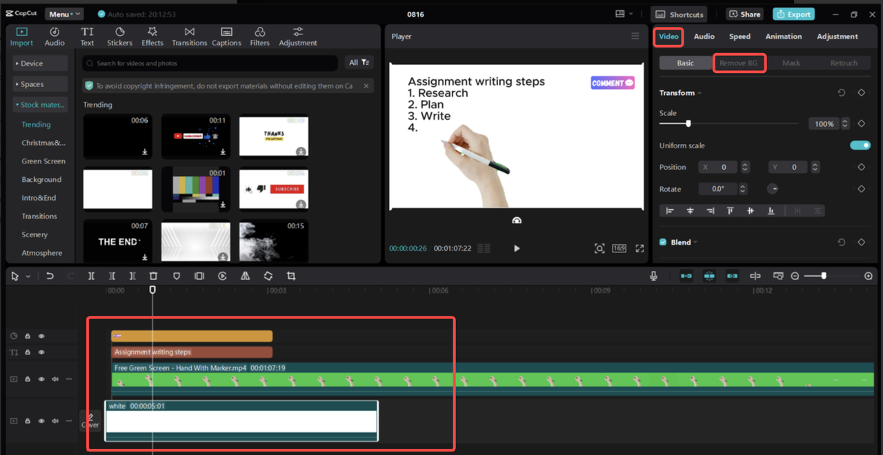 Animate the content with text, and graphics in the CapCut desktop video editor 