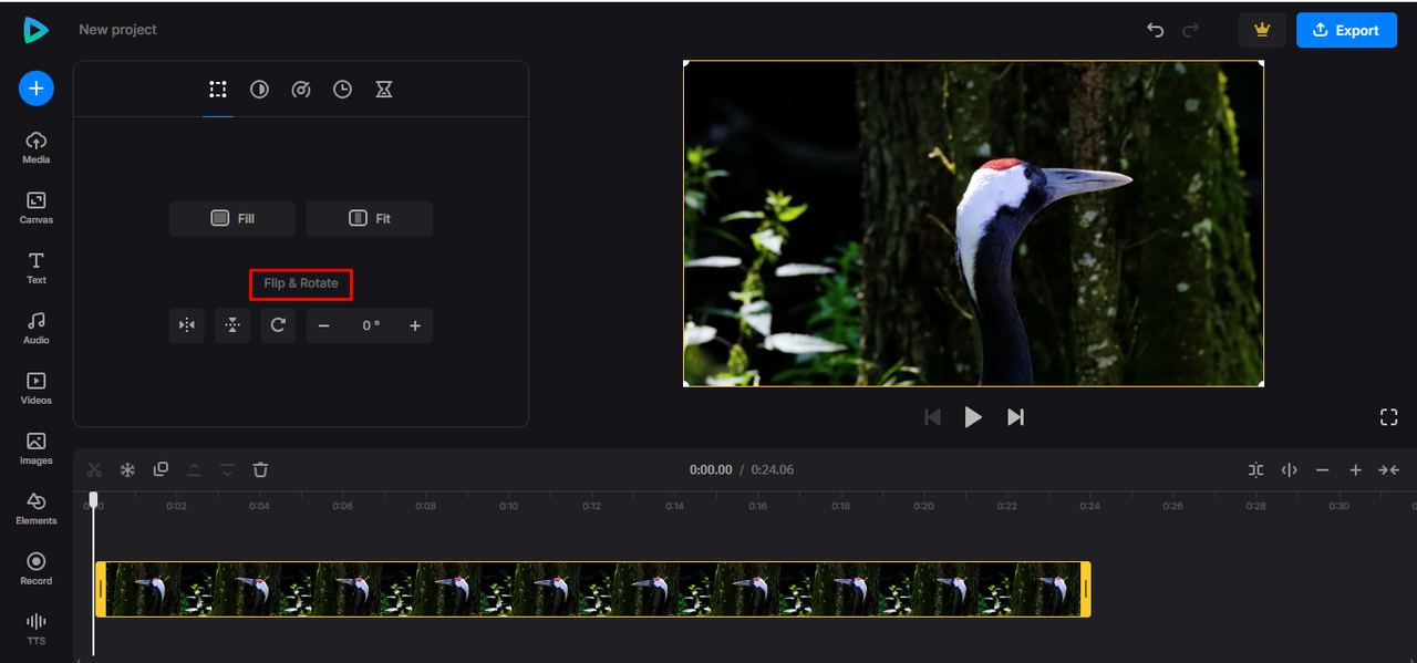 Interface of Clideo - an easy-to-use tool to flip video free online