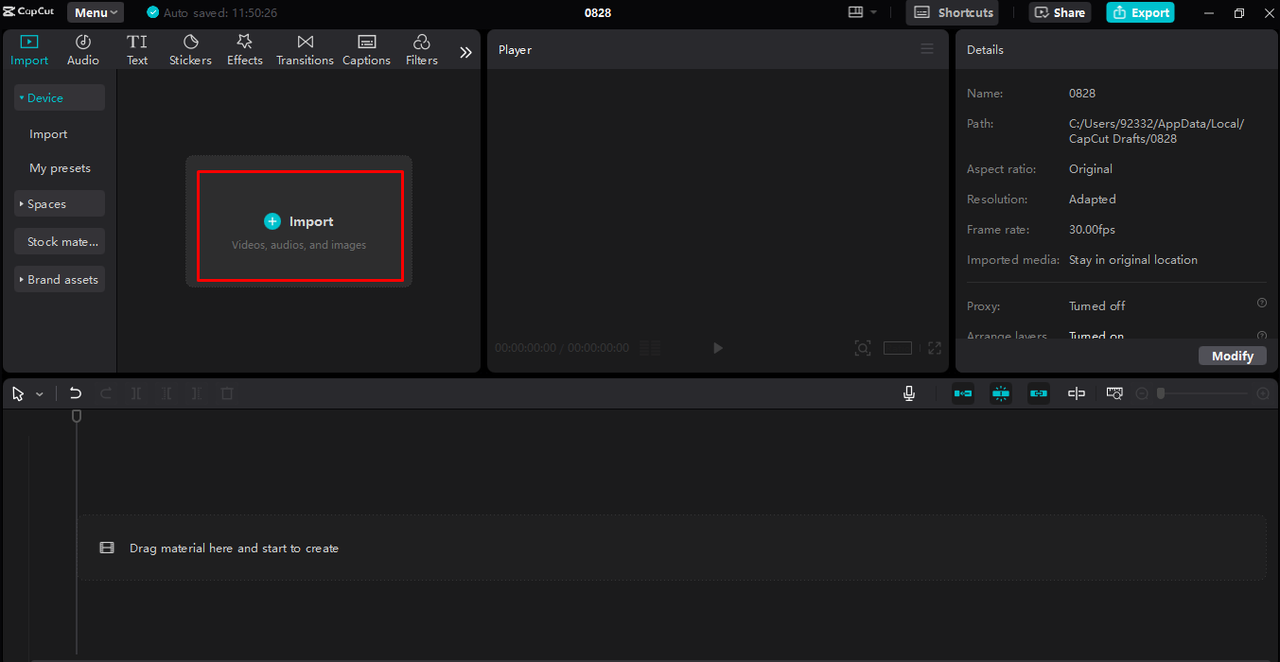 Importing media into the CapCut desktop video editor