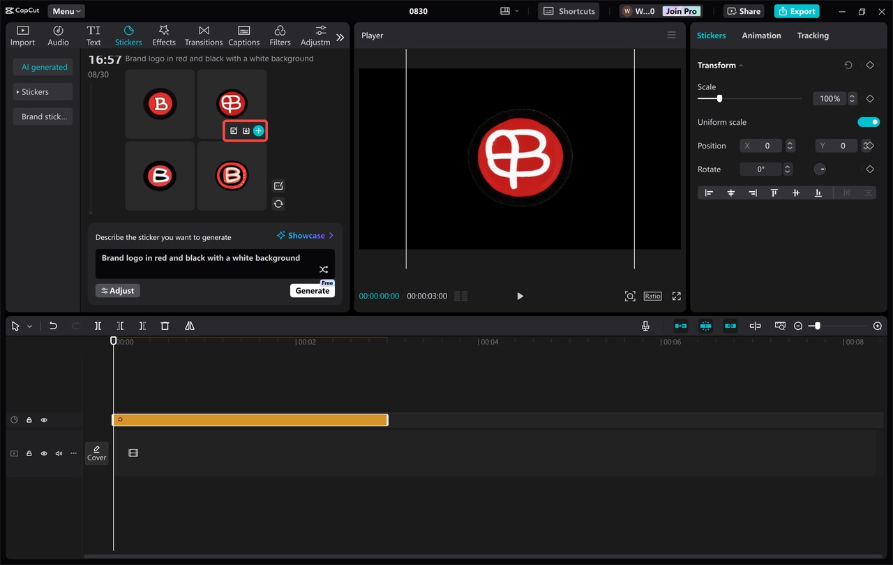 Download your logo from the CapCut desktop video editor 