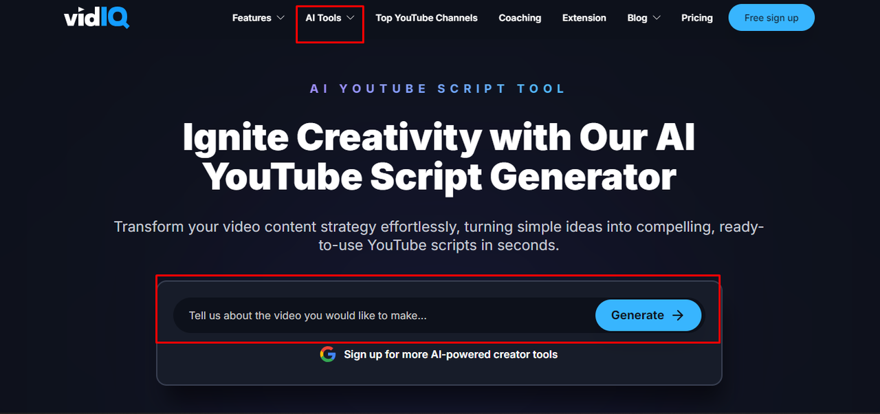 Interface of vidIQ showing how to write a script for a YouTube video