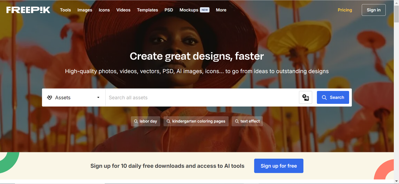 Freepik's homepage