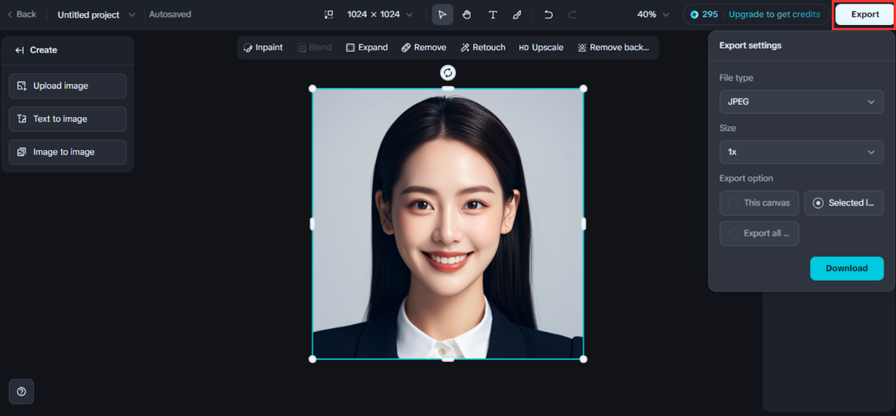 Export your AI headshot