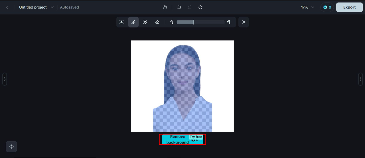 The "Remove background" editor