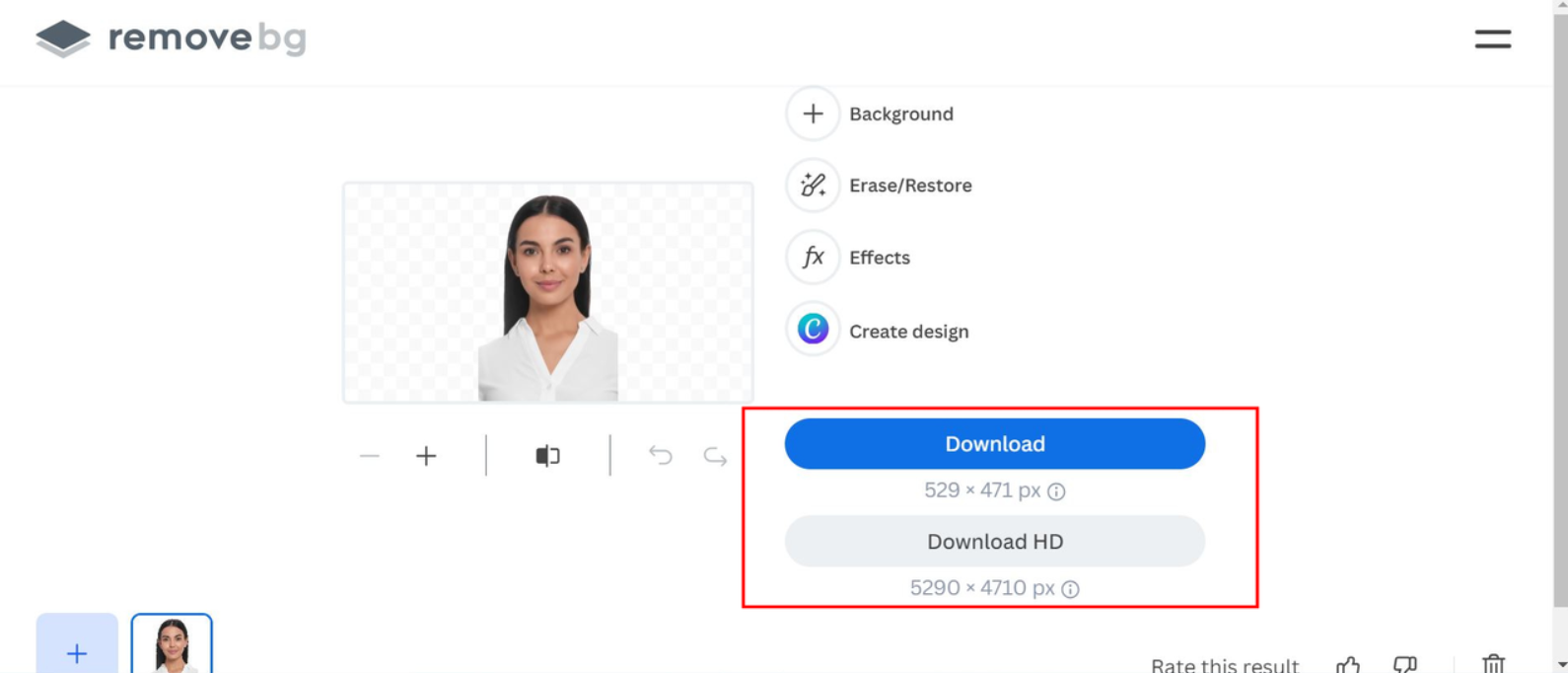 The "Download" buttons on Remove bg