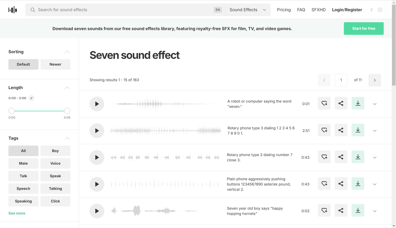 The Soundsnap homepage displays a variety of mechanical keyboard sound effects downloadable